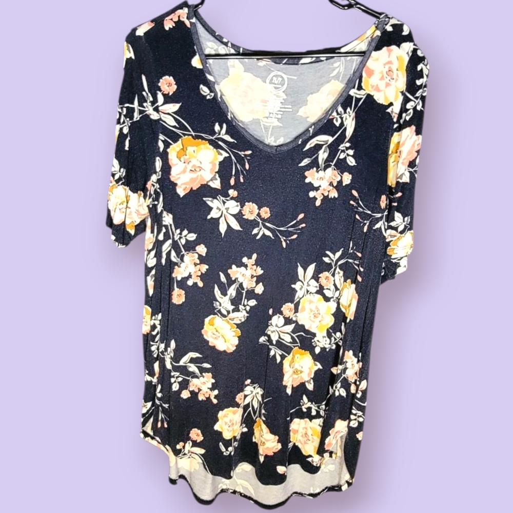 Maurices 24/7 Navy Floral Tunic